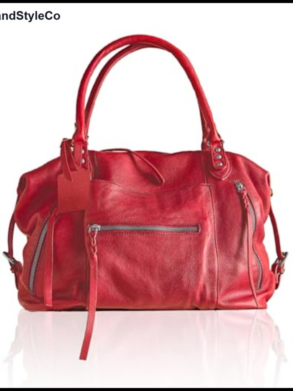 Women's Large Vegan Leather Tote Bag Handbag with Zipper Closure